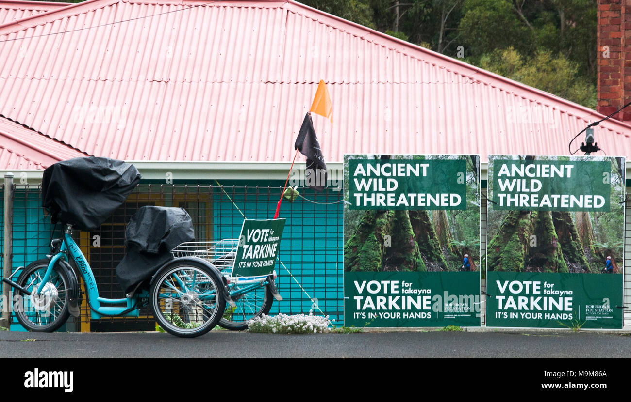 Conservationist political posters displayed in Hobart, Tasmania, Australia Stock Photo