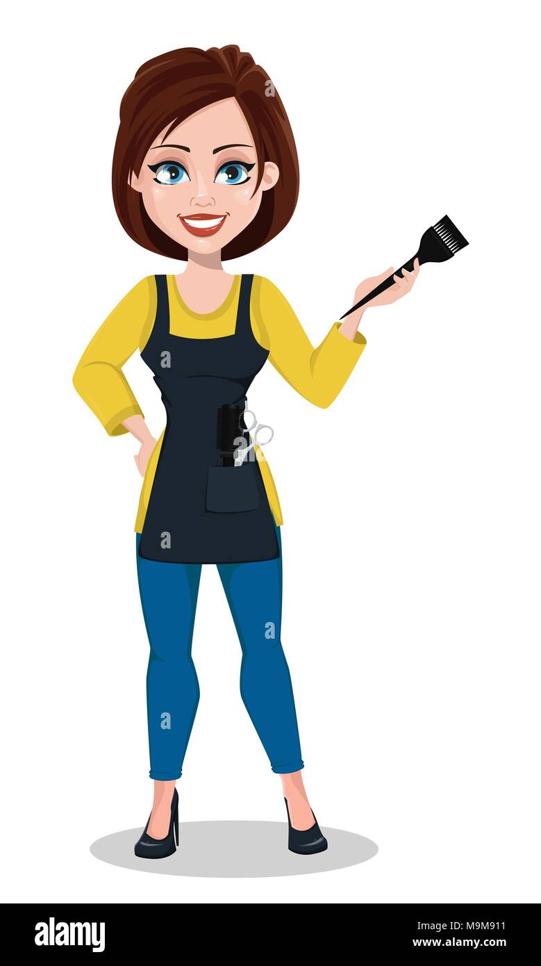 Hairdresser Woman In Professional Uniform Beautiful Lady Stylist