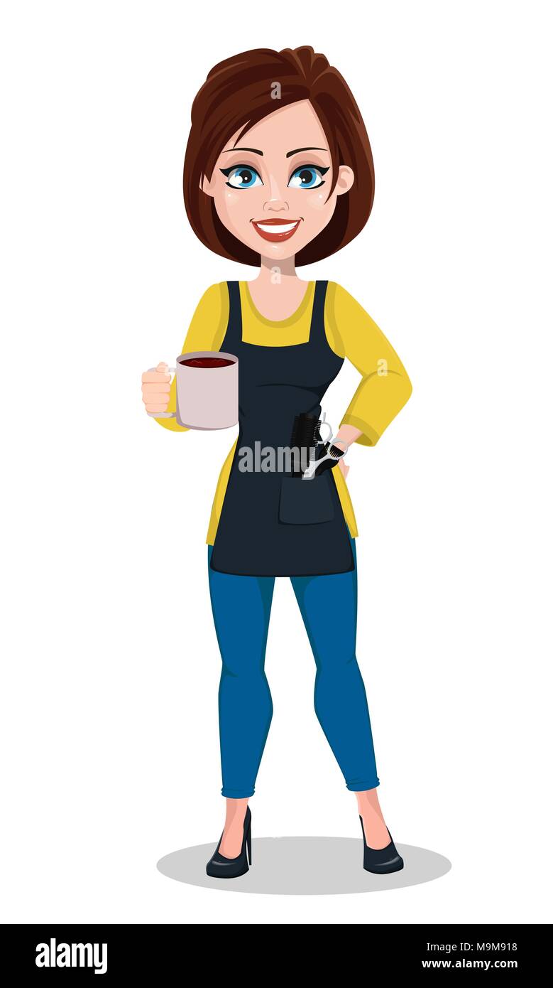 Hairdresser Woman In Professional Uniform Beautiful Lady Stylist