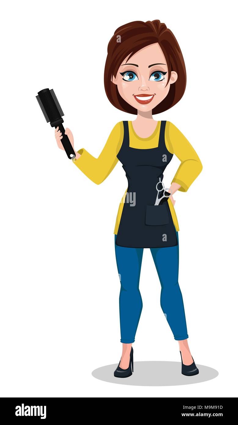 Hairdresser Woman In Professional Uniform Beautiful Lady Stylist