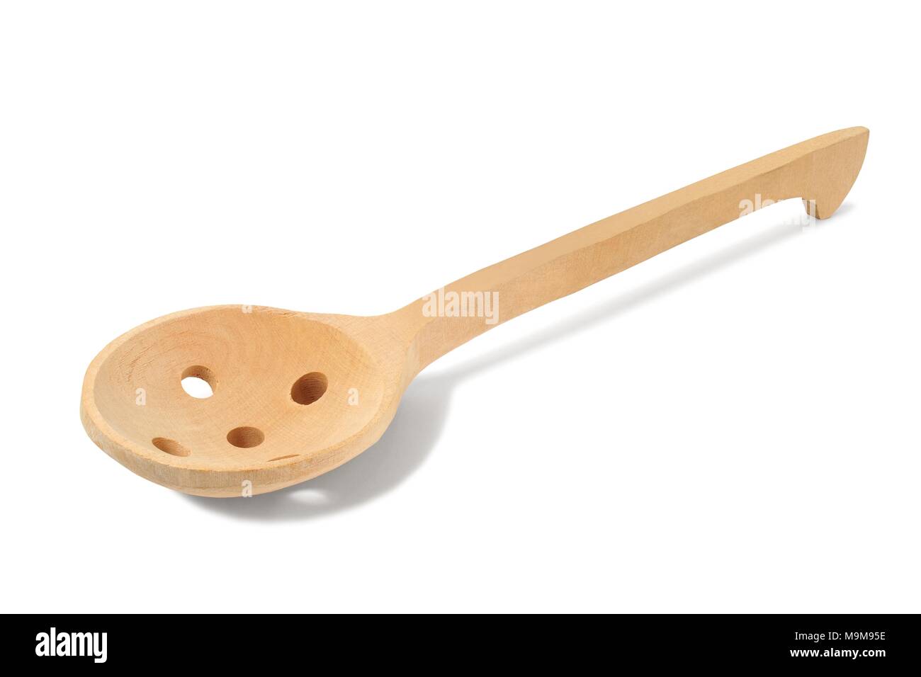 Wooden colander spoon isolated on white background Stock Photo Alamy