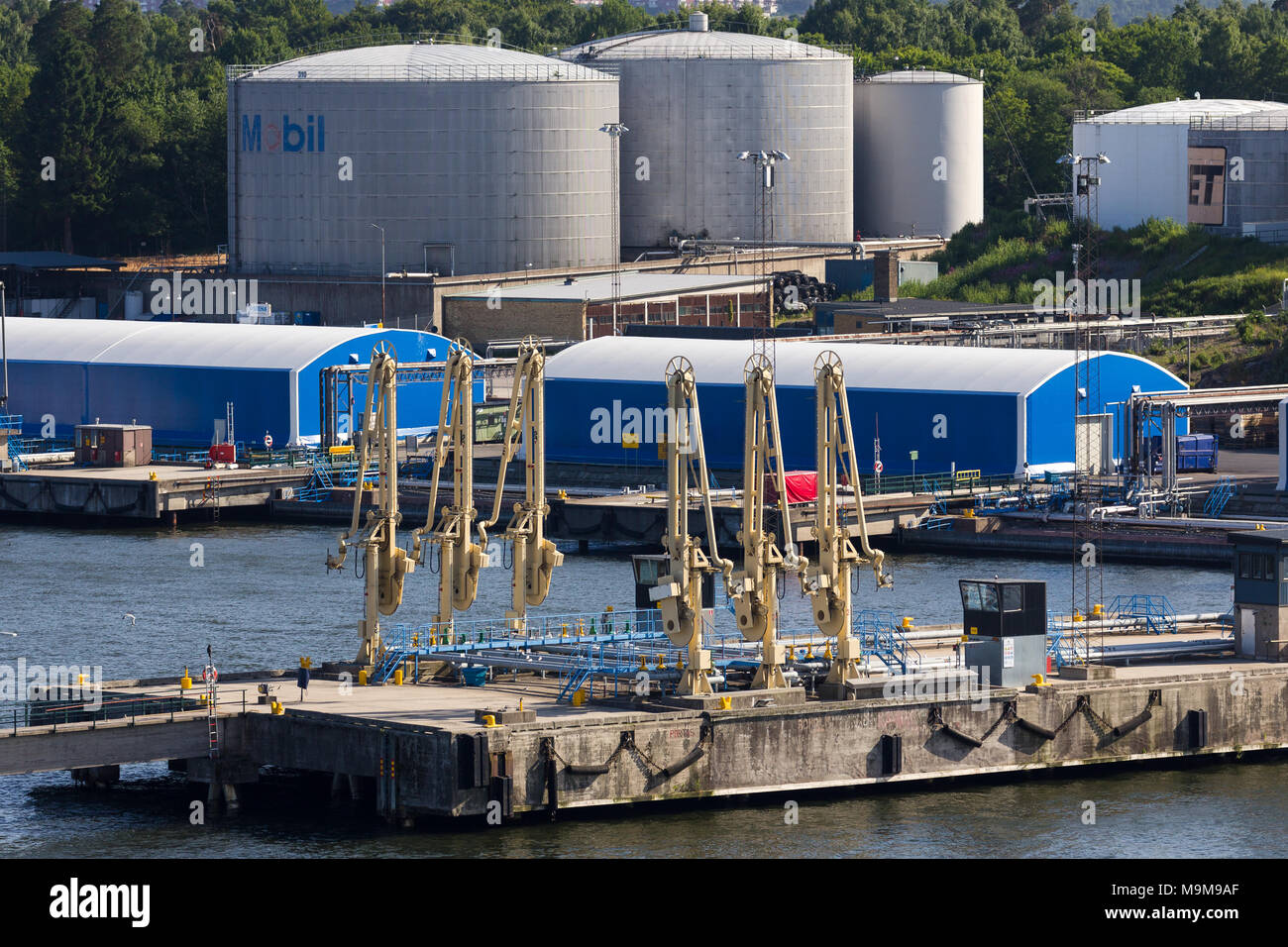 Oil loading and discharging Jetty Stockholm Stock Photo