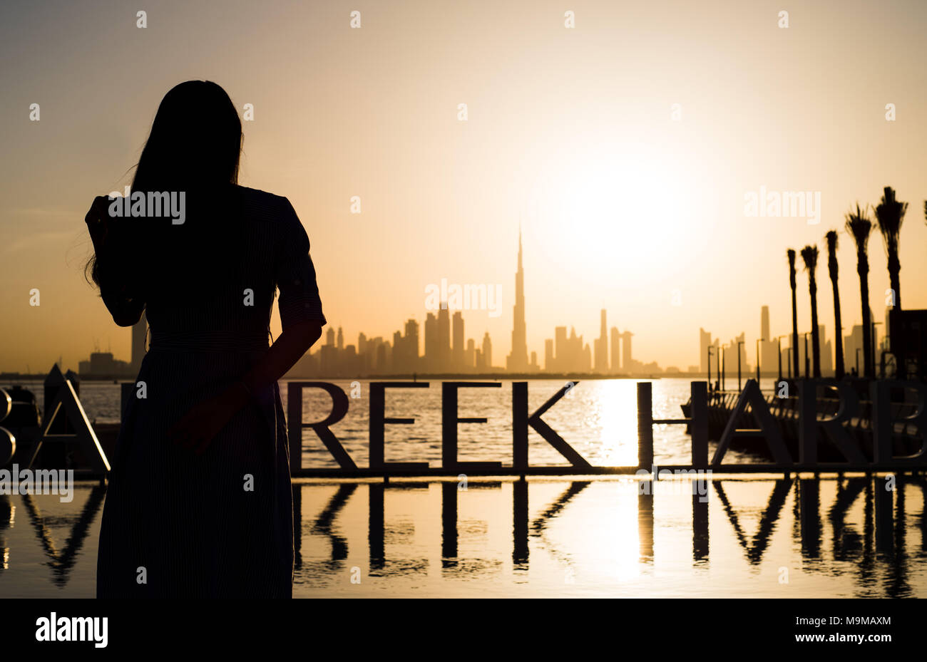 Dubai woman skyline silhouette hi-res stock photography and images - Alamy