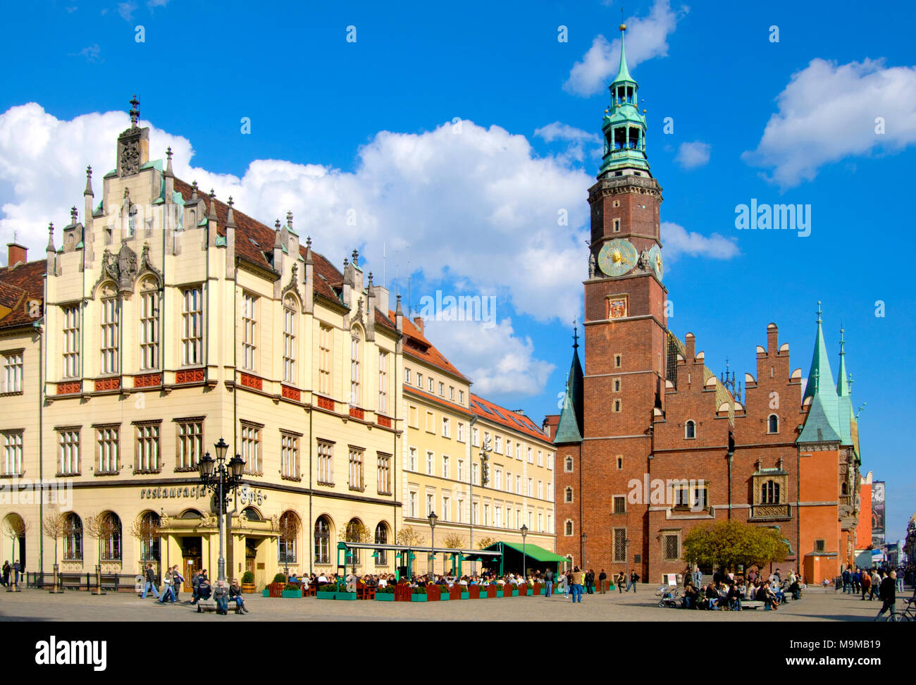Wroclaw, Silesia, Poland. Town Hall in the main market square (Rynek). Stock Photo