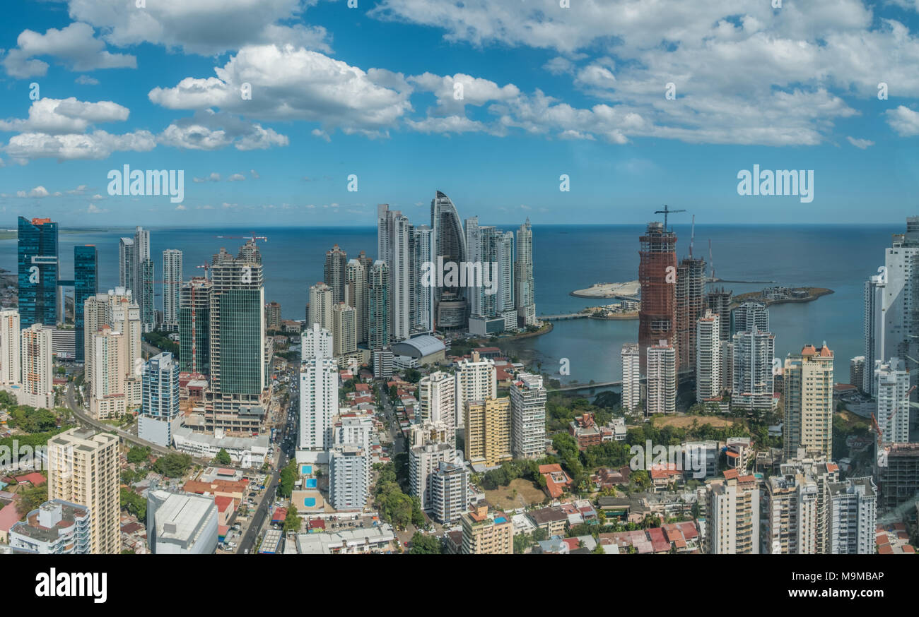 Panama City skyline aerial Stock Photo