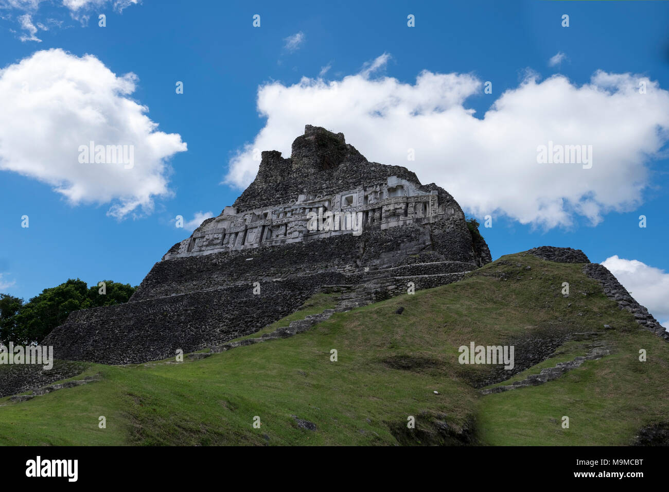 Ancient Mayan temple ruins and structures in Xunantunich, Belize Stock Photo