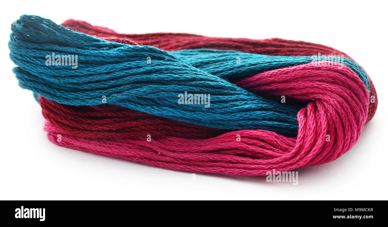 Woolen thread over white background Stock Photo - Alamy