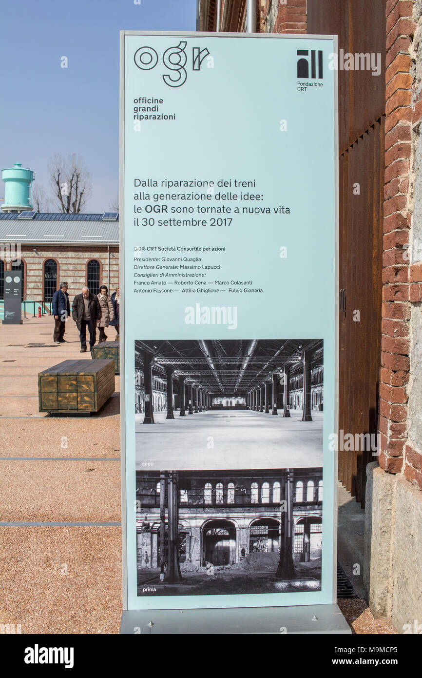 OGR entrance (Officine Grandi Riparazioni Museum in Torino) Stock Photo