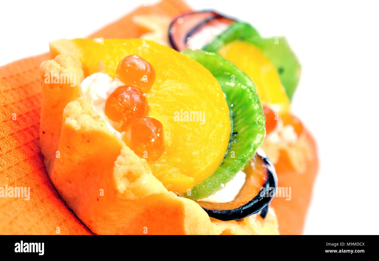 Fruit cake on a white background Stock Photo