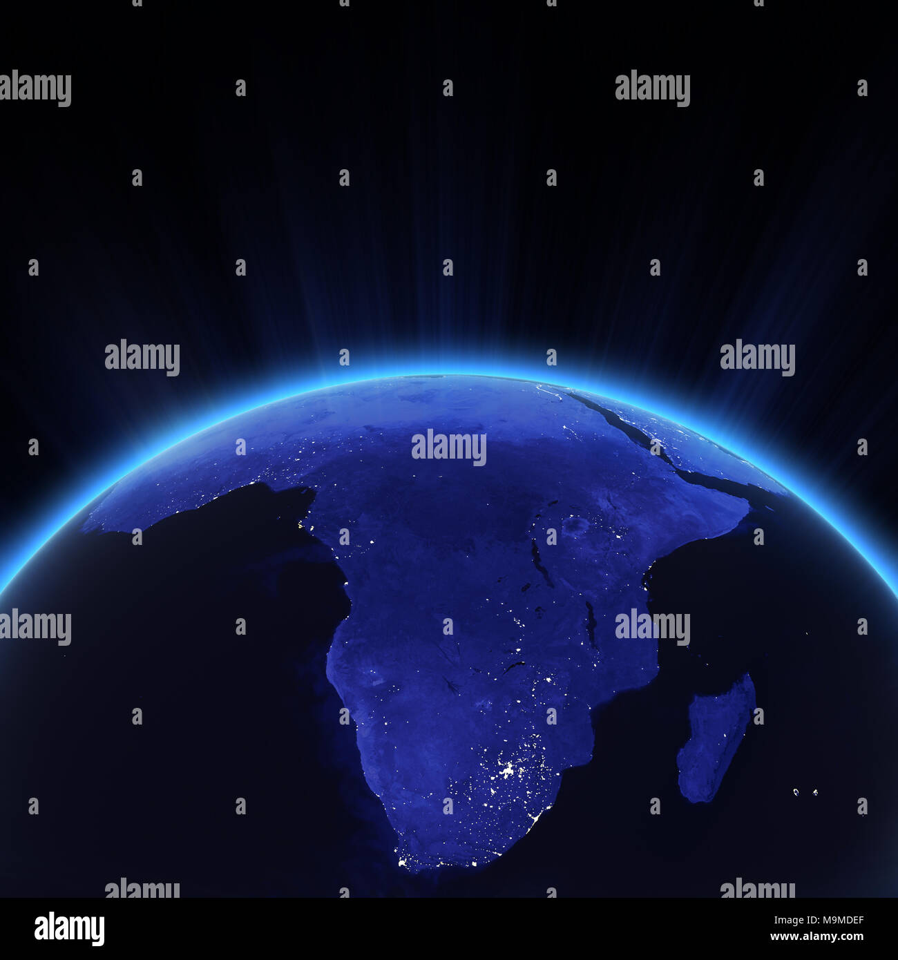 Africa city lights at night 3d rendering Stock Photo - Alamy