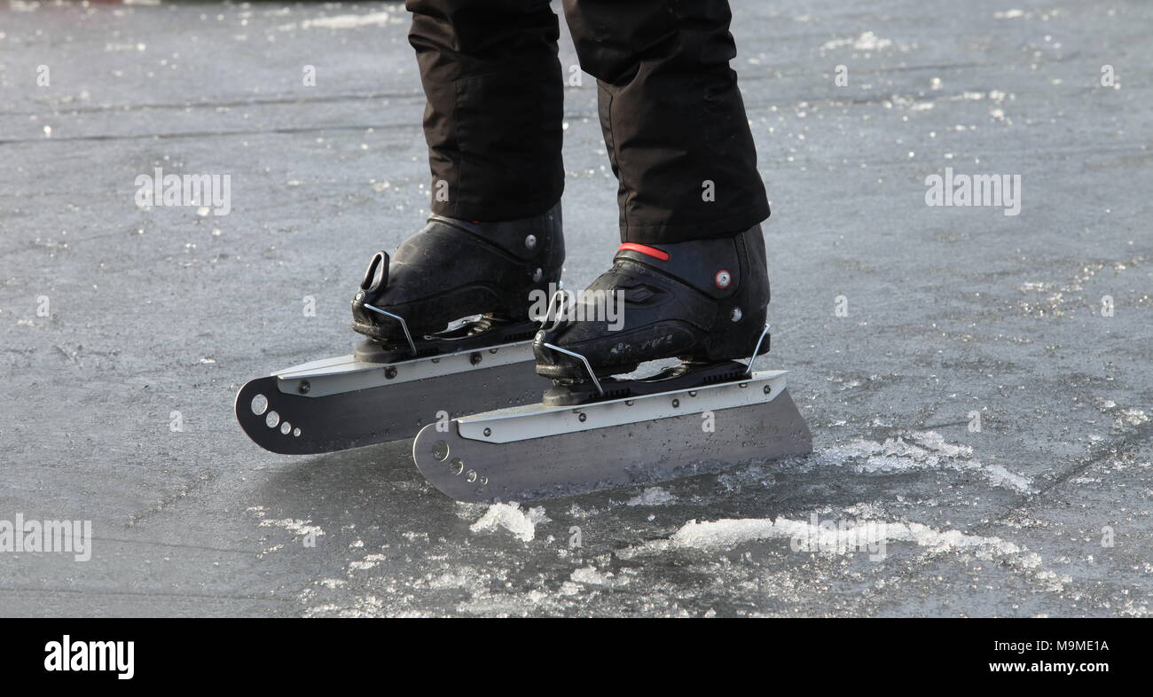 Huge blade skates for skating on ice Stock Photo Alamy