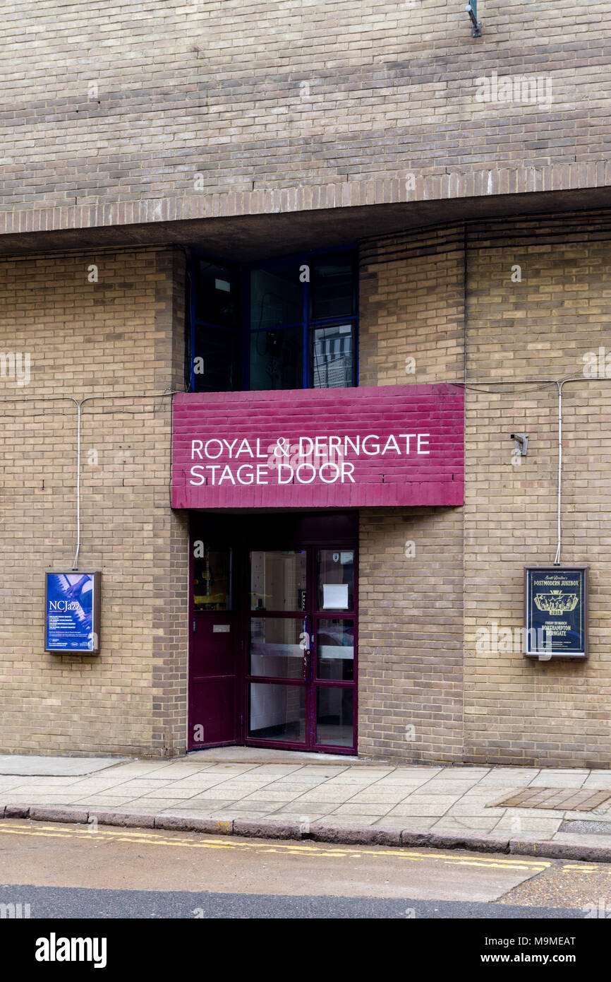 The stage door at the Royal & Derngate Theatre, Northampton, UK Stock