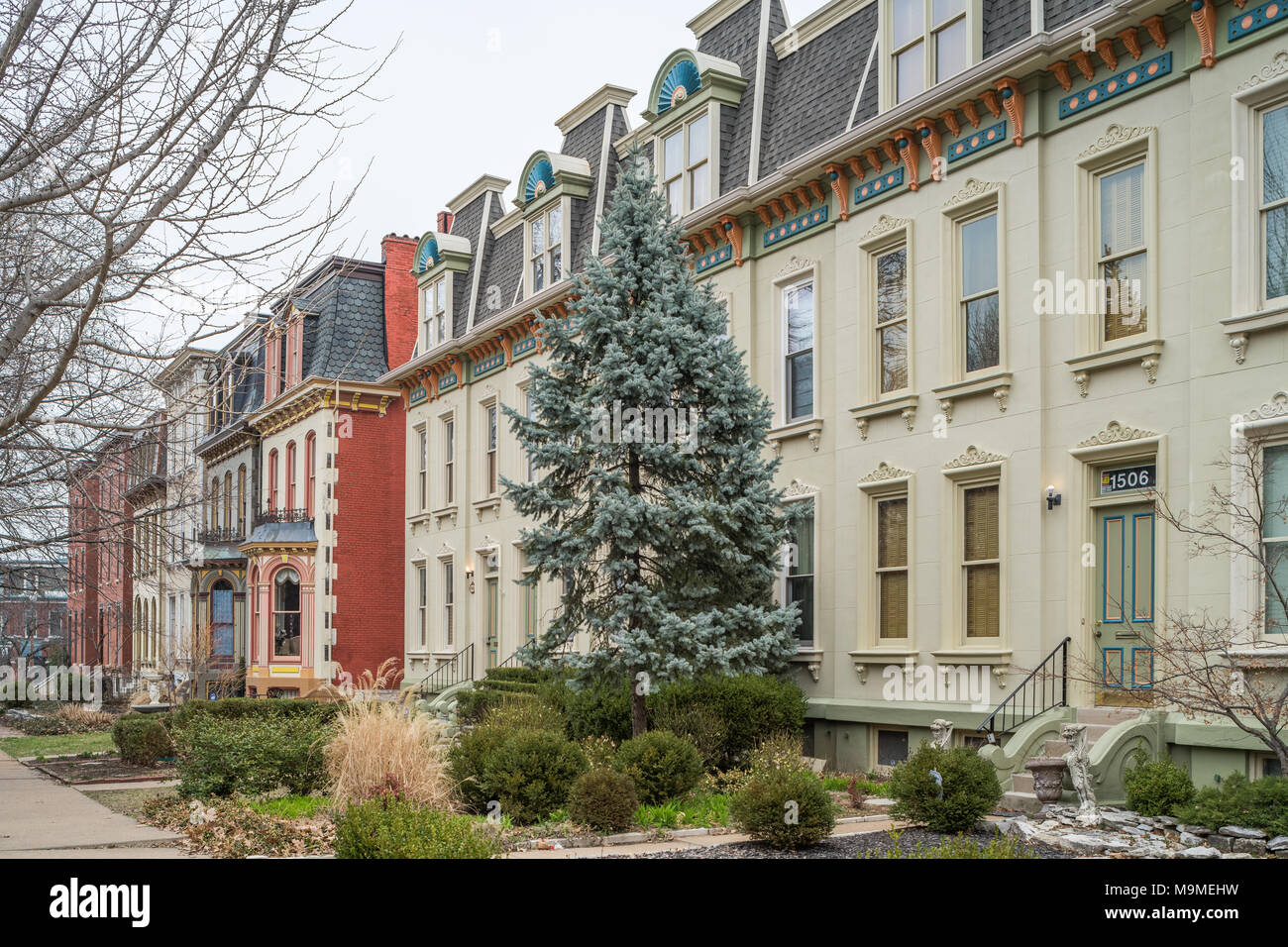 Historic houses in the Lafayette Square neighborhood of St. Louis Stock