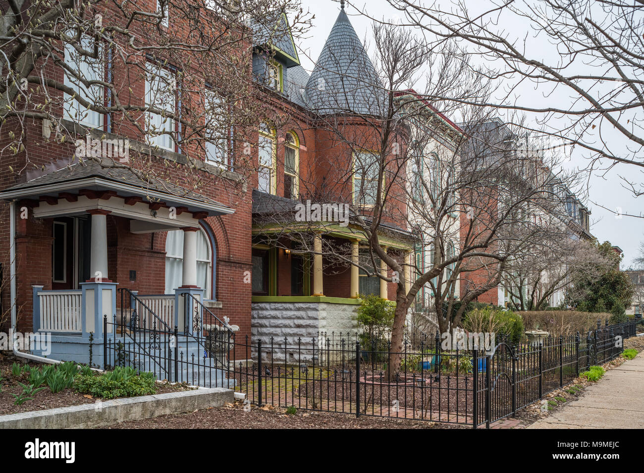 Historic houses in the Lafayette Square neighborhood of St. Louis Stock