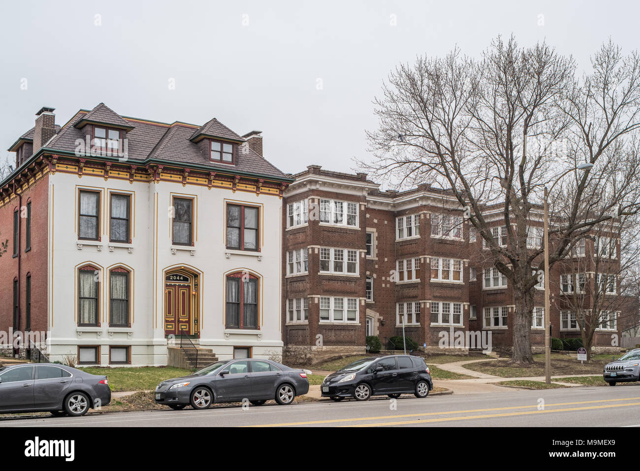 Historic houses in the Lafayette Square neighborhood of St. Louis Stock