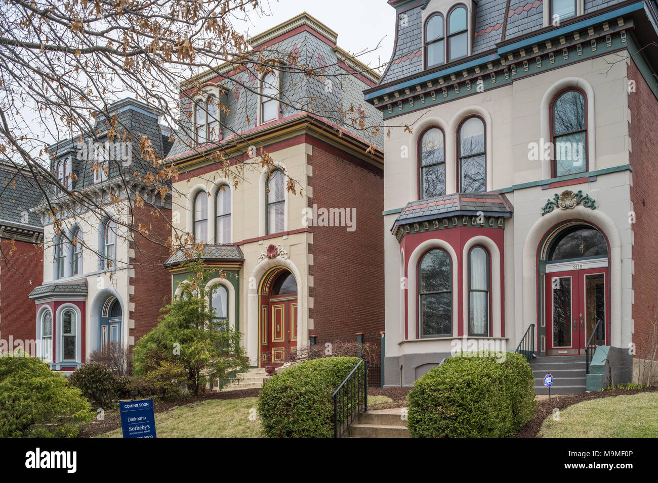 Historic houses in the Lafayette Square neighborhood of St. Louis Stock