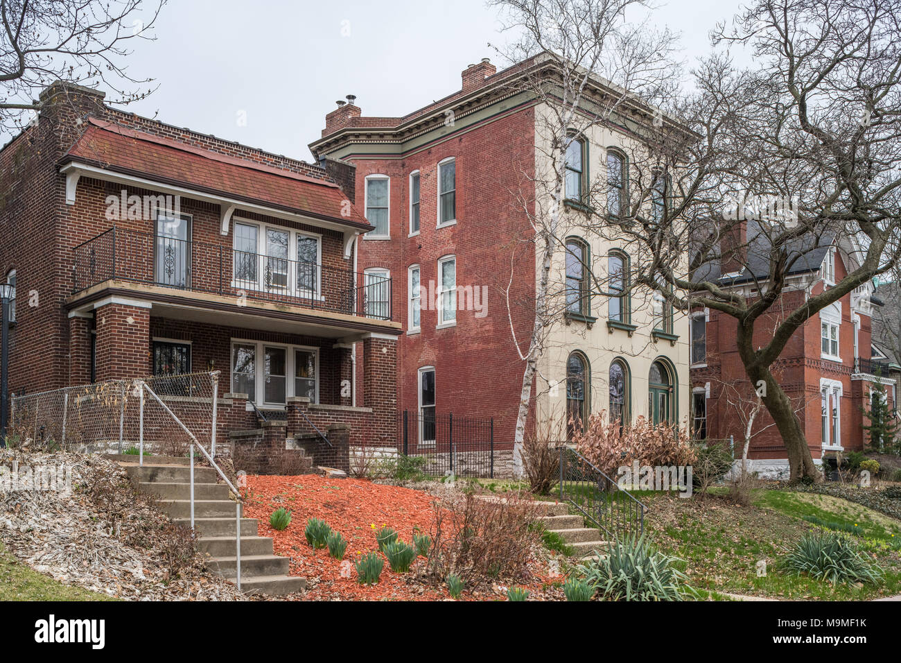 Historic houses in the Lafayette Square neighborhood of St. Louis Stock
