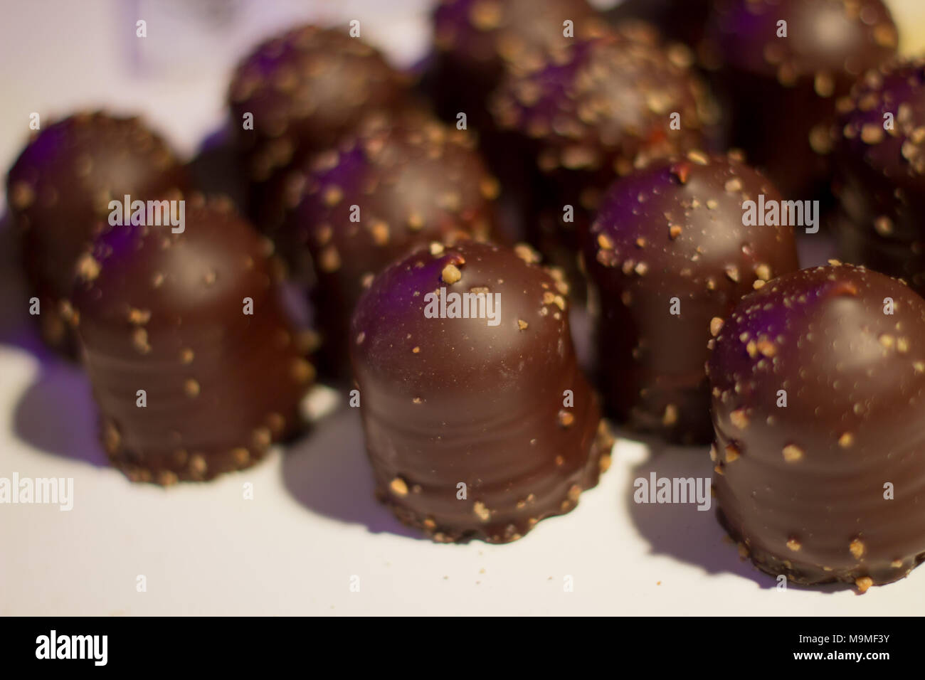 Christmas chocolate truffles in Brussels Belgium Stock Photo