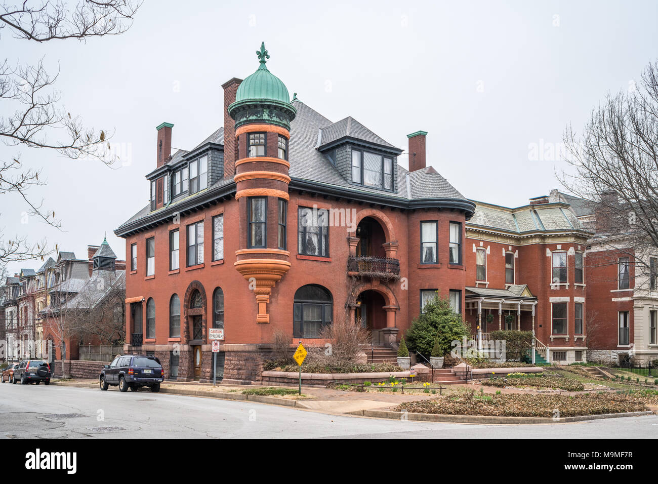 Historic houses in the Lafayette Square neighborhood of St. Louis Stock