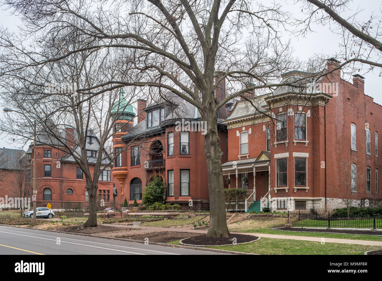 Historic houses in the Lafayette Square neighborhood of St. Louis Stock