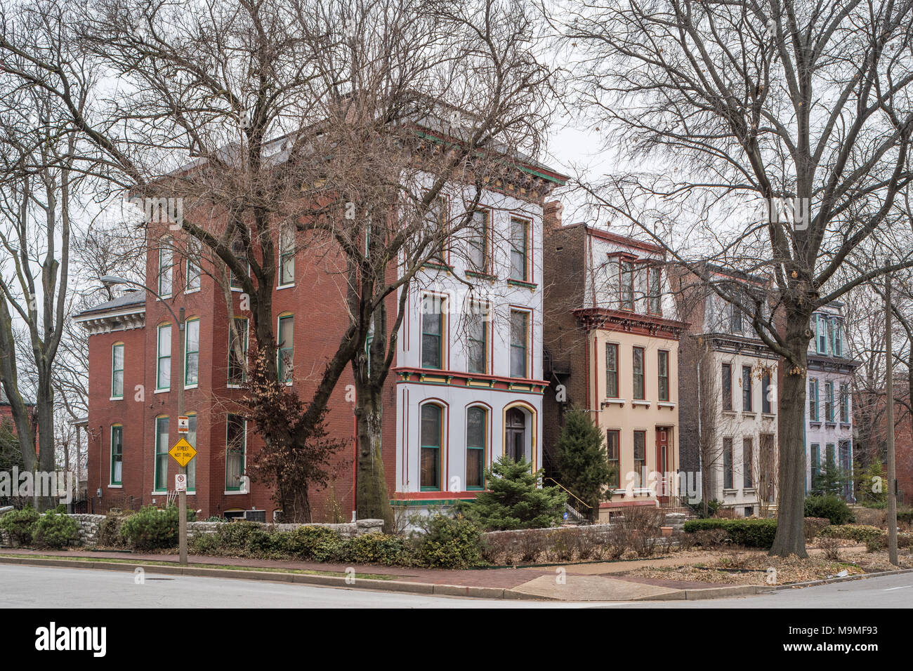 Historic houses in the Lafayette Square neighborhood of St. Louis Stock