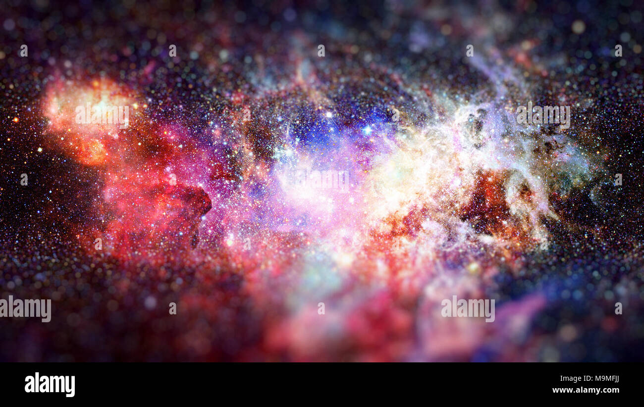 Nebula and stars in deep space. Science fiction art with small DOF. Elements of this image furnished by NASA. Stock Photo
