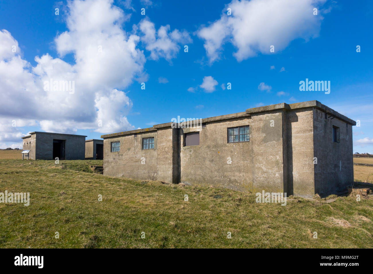 The remains of the World War 2 radar station at Ravenscar on the North Yorkshire coast built to plot shipping and aircraft movements Stock Photo