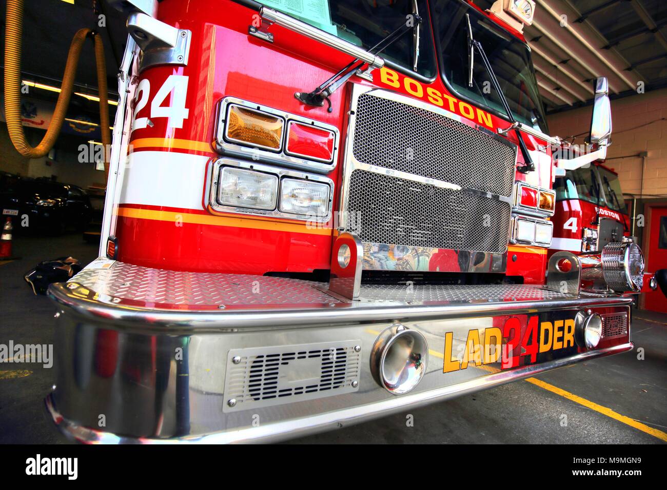 Fire truck ready to respond to emergency Stock Photo - Alamy