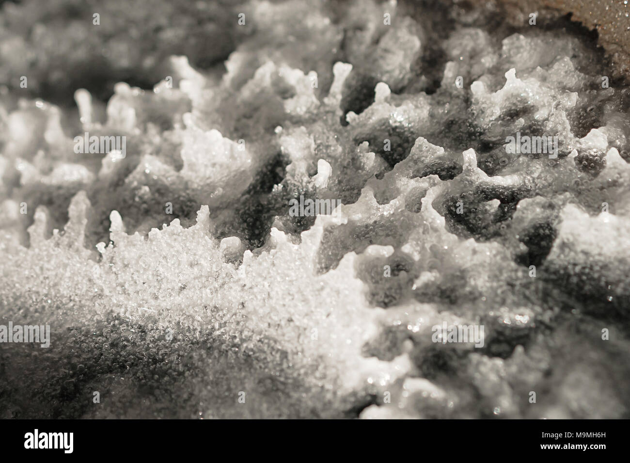 Abstract extraterrestrial landscape. Baking soda; vinegar chemical