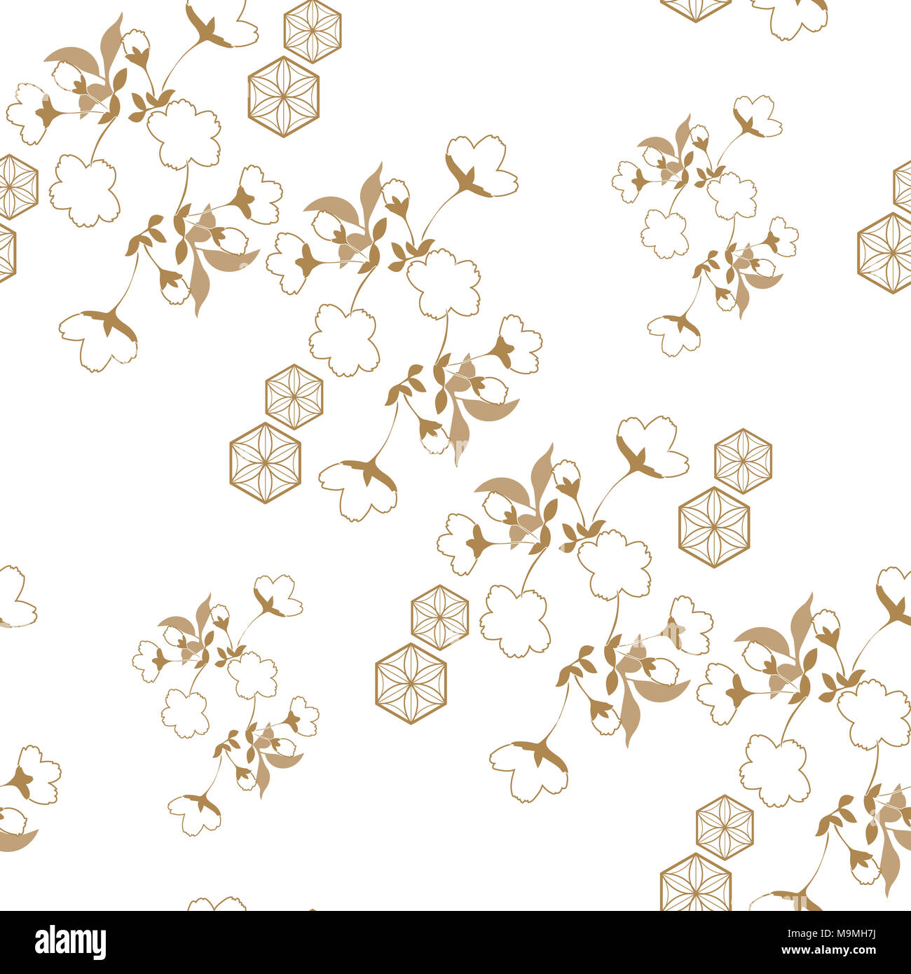 Floral pattern vector. Gold nature background. wrapping paper, backdrop ...