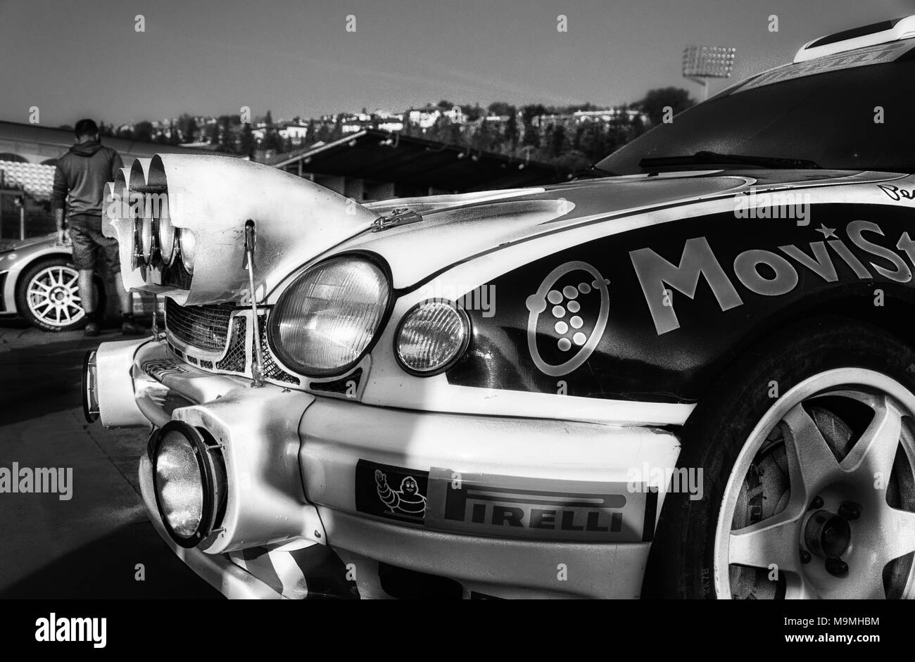 SAN MARINO, SAN MARINO - OTT 21 - 2017 : TOYOTA COROLLA WRC old racing car rally THE LEGEND 2017 the famous SAN MARINO historical race Stock Photo