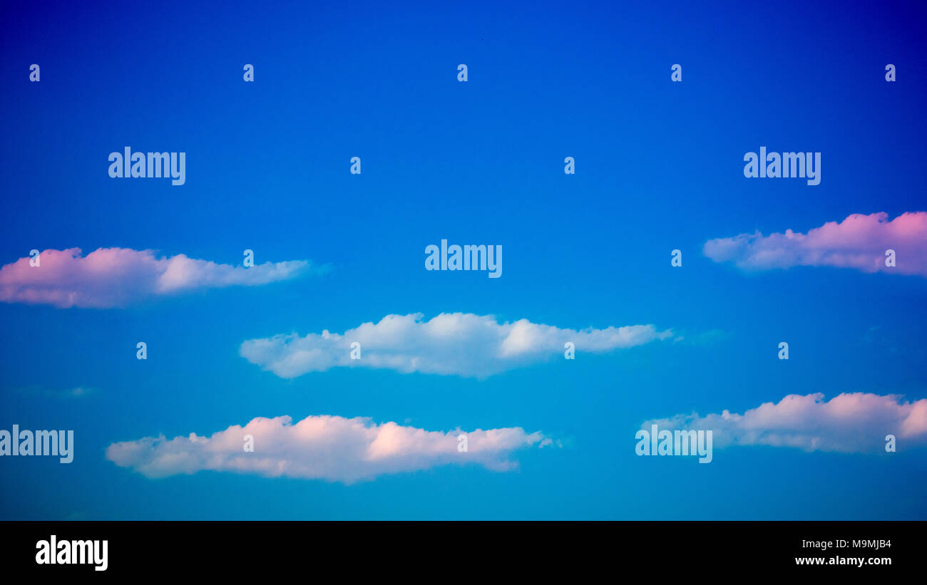 Beautiful blue sky with white clouds summer morning Stock Photo - Alamy