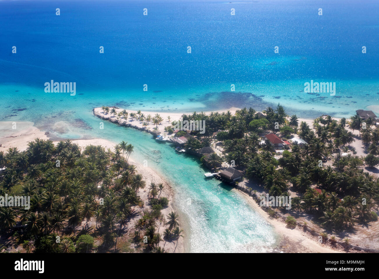Relais Royale Tikehau Resort, Tikehau Atoll, Pacific Ocean, Society Islands, Windward Islands, French Polynesia Stock Photo