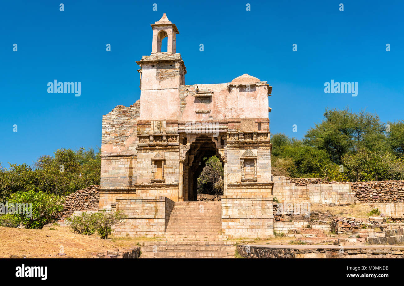 Fortifications of Chittor Fort in Chittorgarh city of India Stock Photo