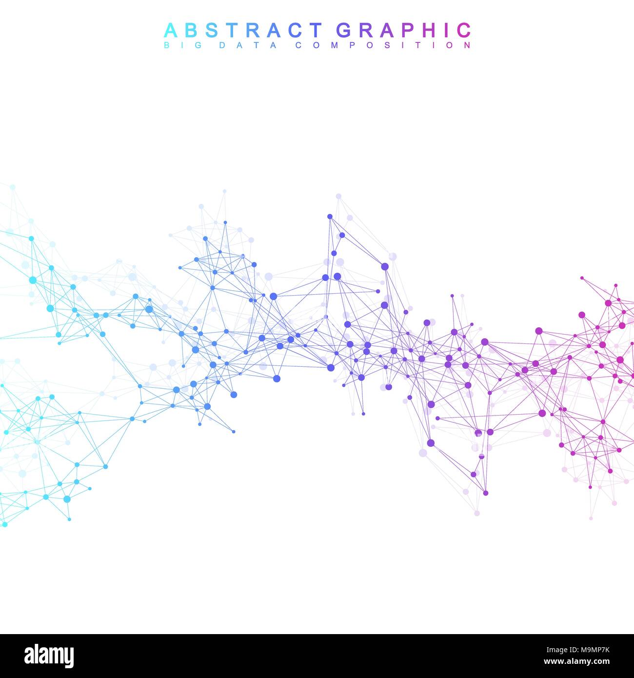 Geometric abstract vector with connected line and dots. Global network ...
