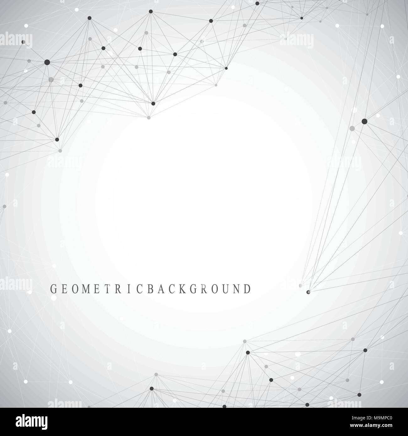 Geometric abstract vector with connected line and dots. Global network ...