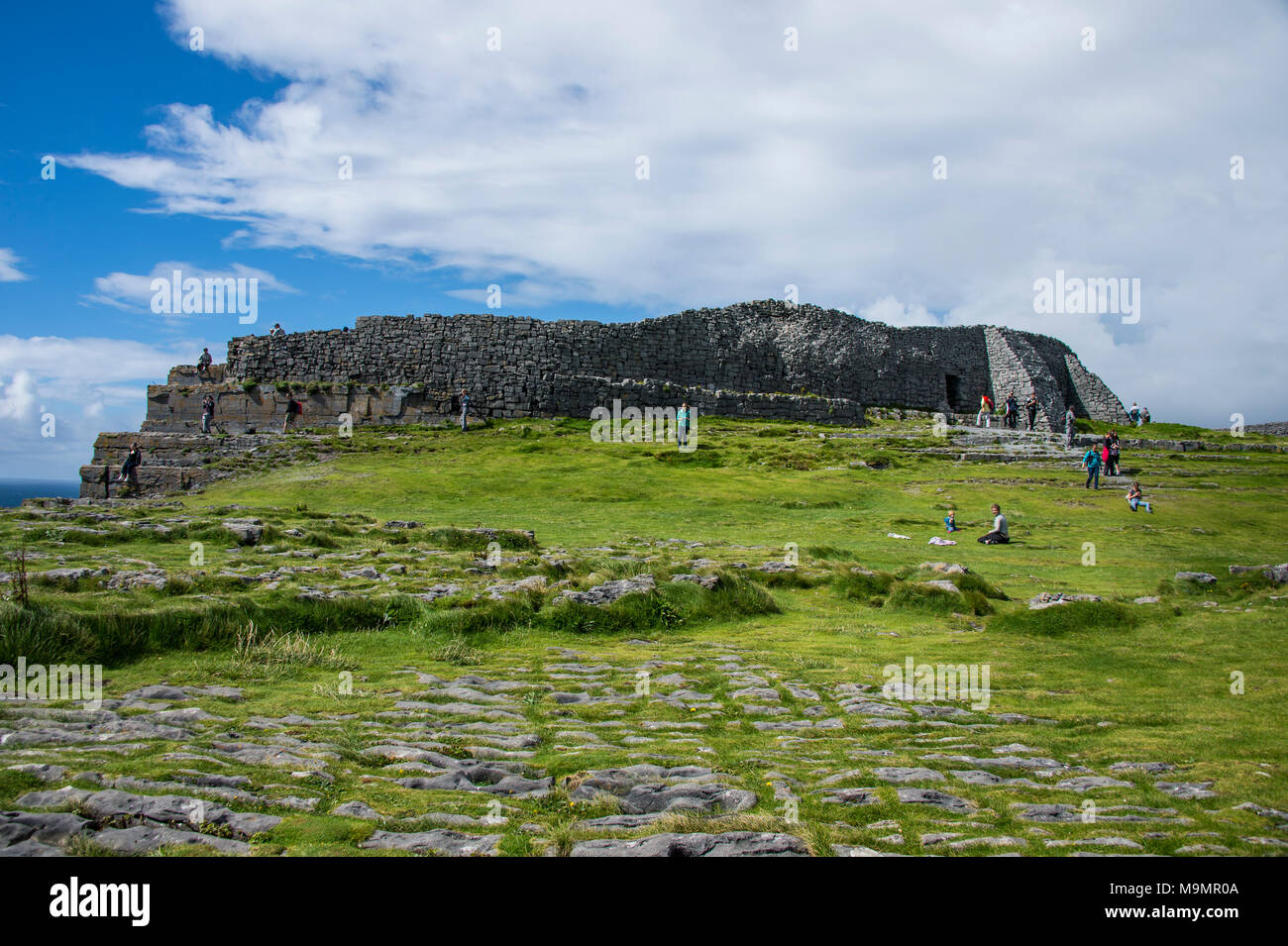 Dun Duchathairin, large stone fort on Inishmore Arainn, Aran Islands, Ireland Stock Photo