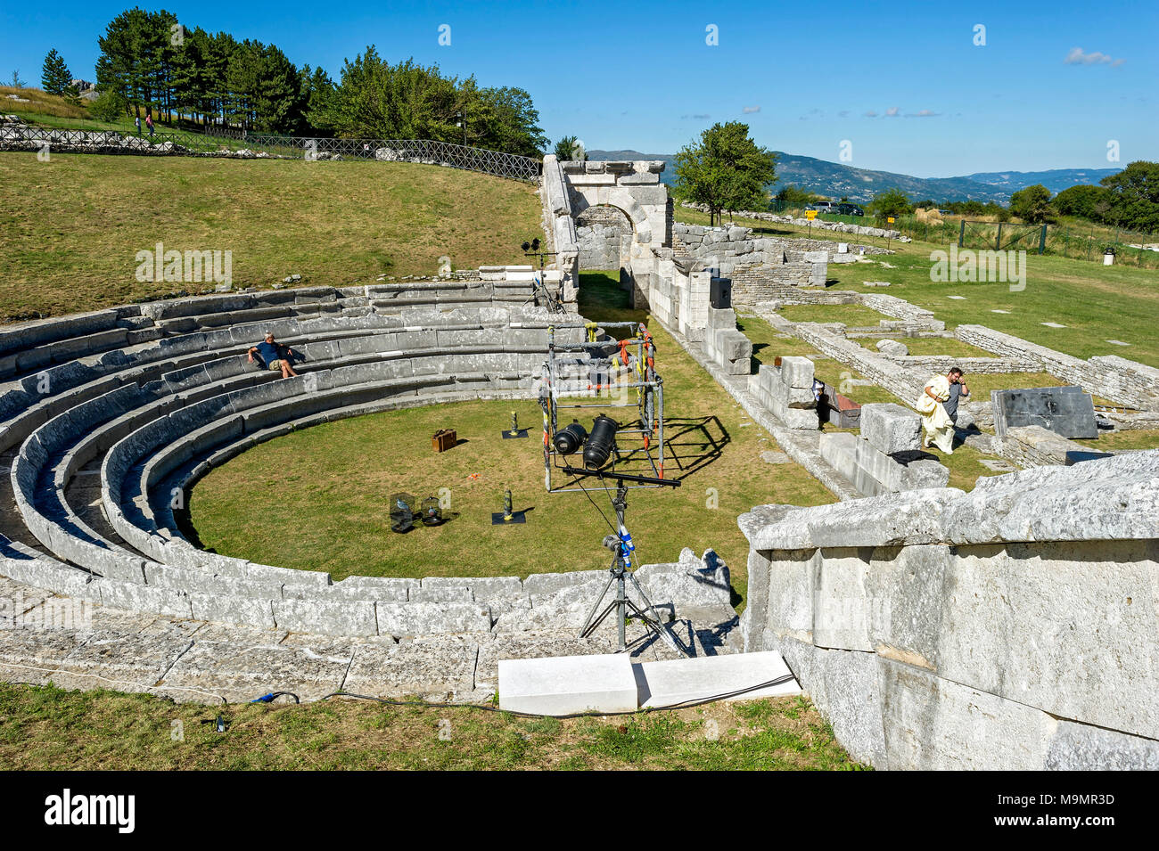 Arena, Samnite Theatre, Teatro Sannitico, ancient Samnite place of worship, 2nd century BC, Monte Saraceno, Pietrabbondante Stock Photo