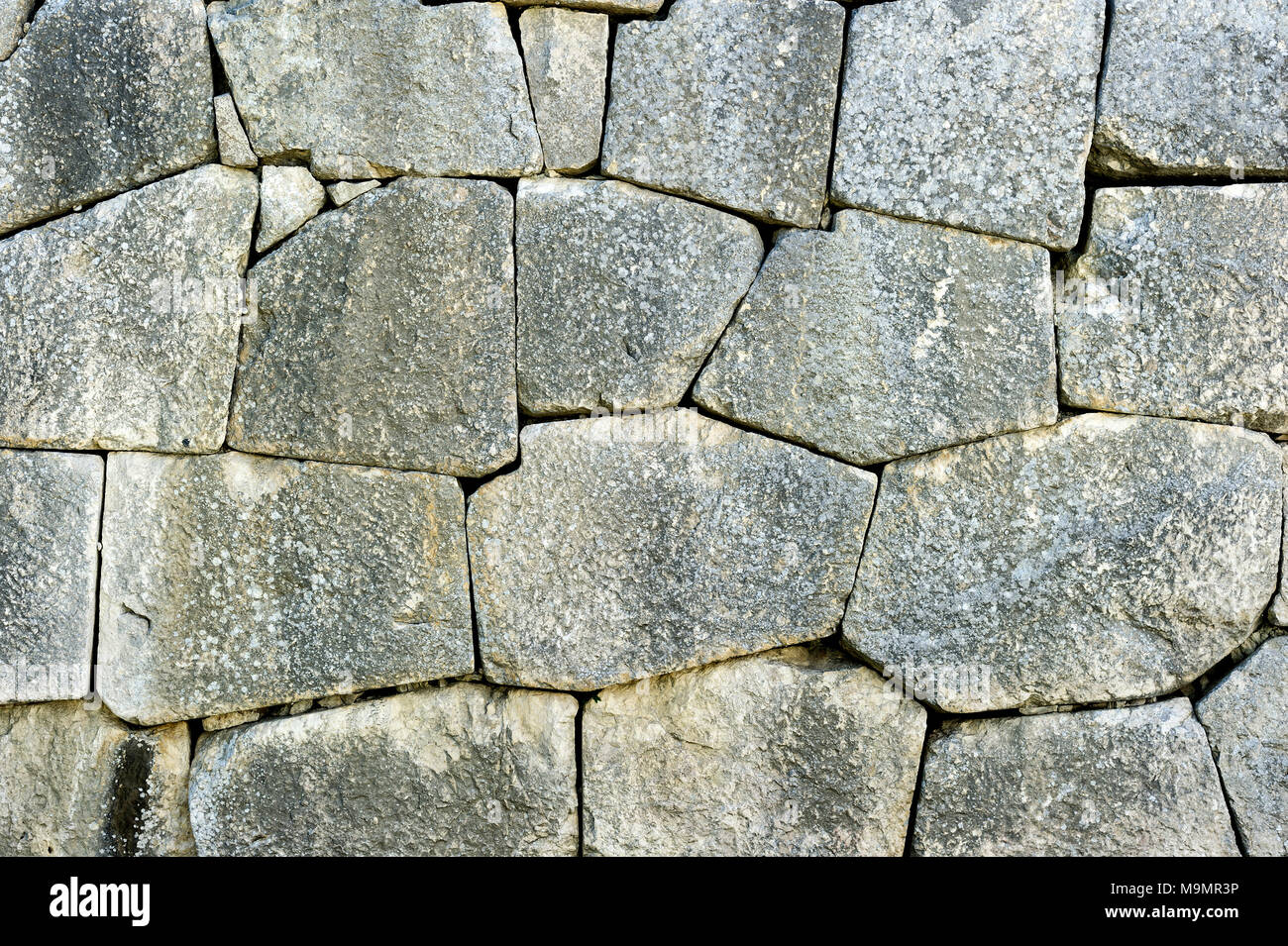 Background picture, structure, stone block wall at the Samnite theatre, Teatro Sannitico, Ancient Samnite place of worship Stock Photo