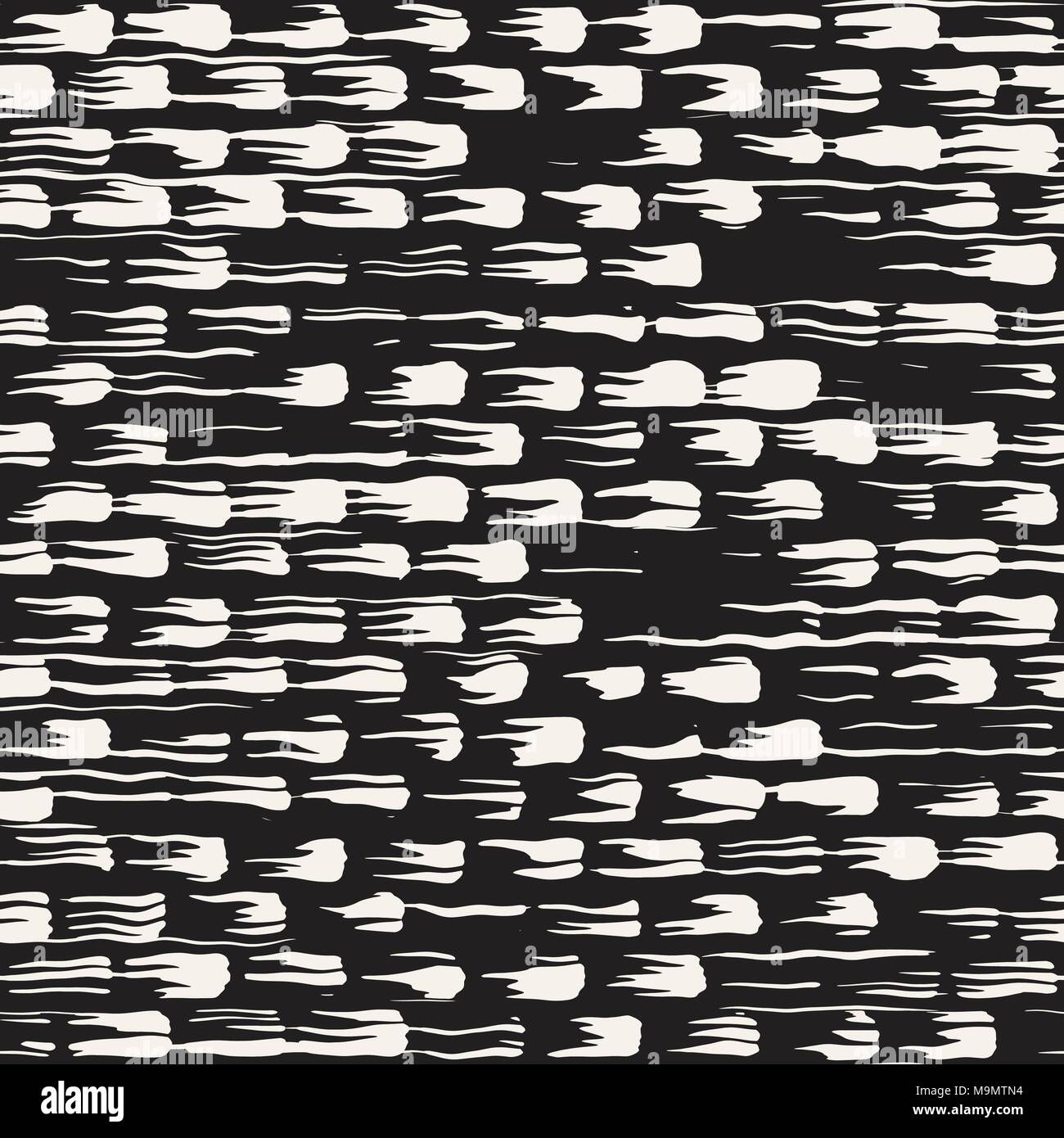Vector seamless pattern with brush stripes and strokes. Black and white ...