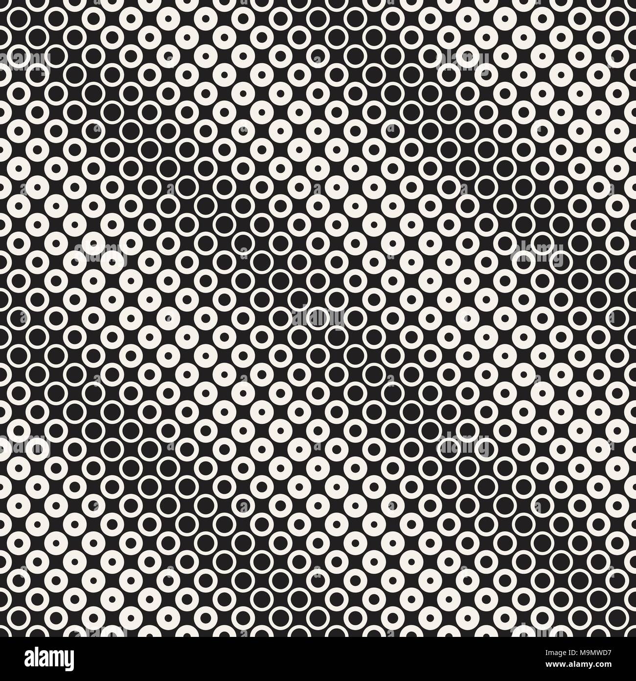 Abstract black and white ring pattern background. Seamless geometric ...