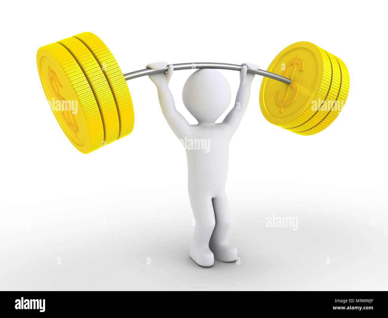 3d person is lifting dumbbell made of dollar coins Stock Photo Alamy