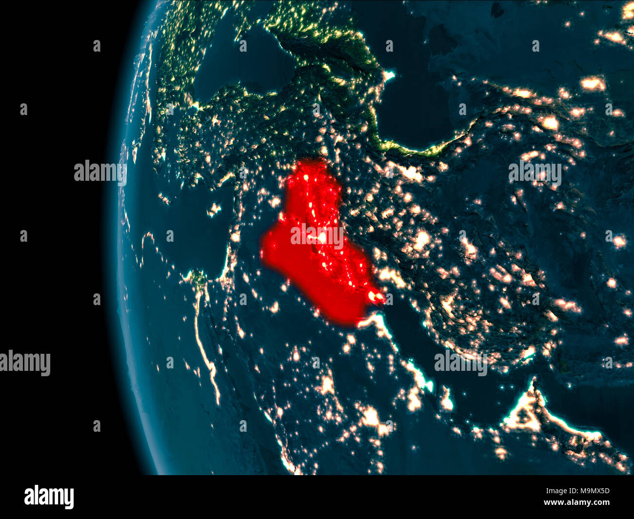 Iraq Textures Iraq from orbit of planet Earth at night with highly detailed surface ...