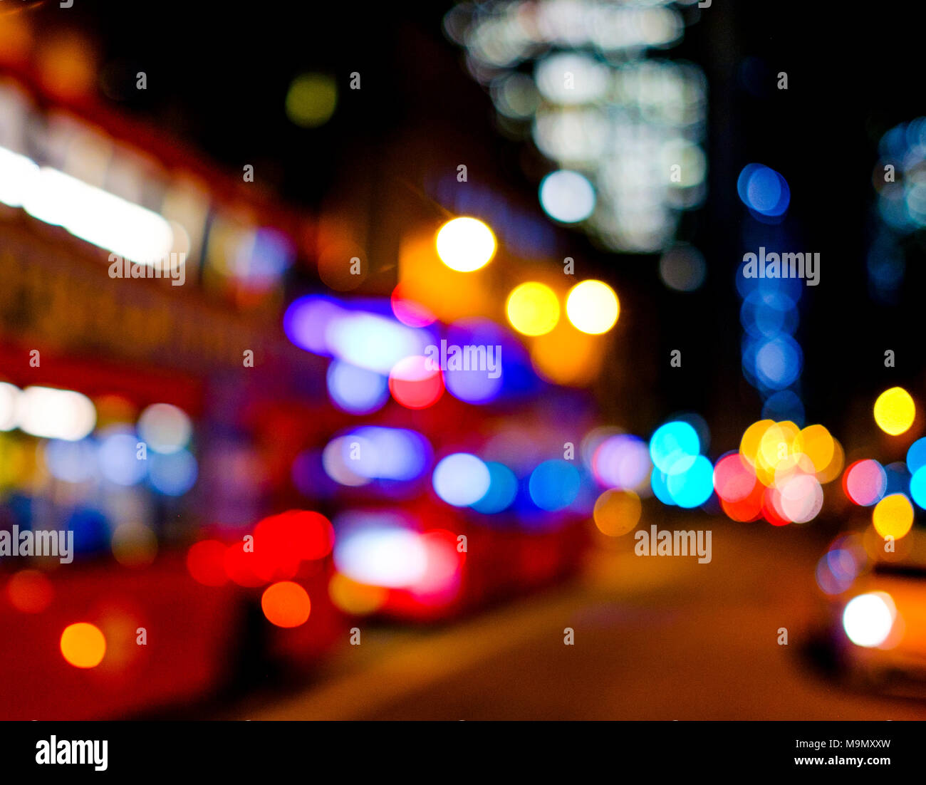 Light reflections from cars, lighting mood at night, London, Great Britain Stock Photo