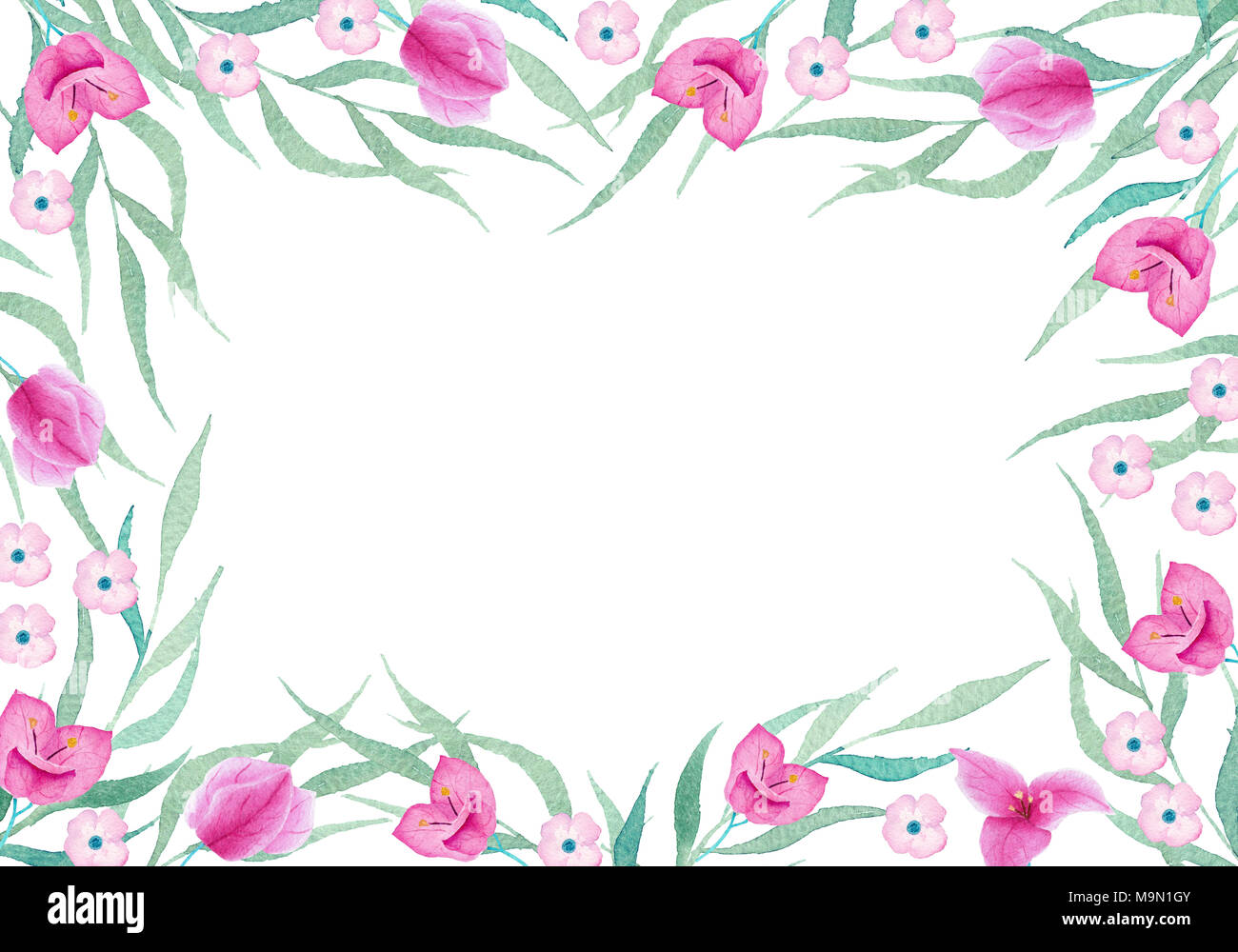 Watercolor Hand Painted Floral Frame On White Background Can Use It For Your Message And Project Stock Photo Alamy
