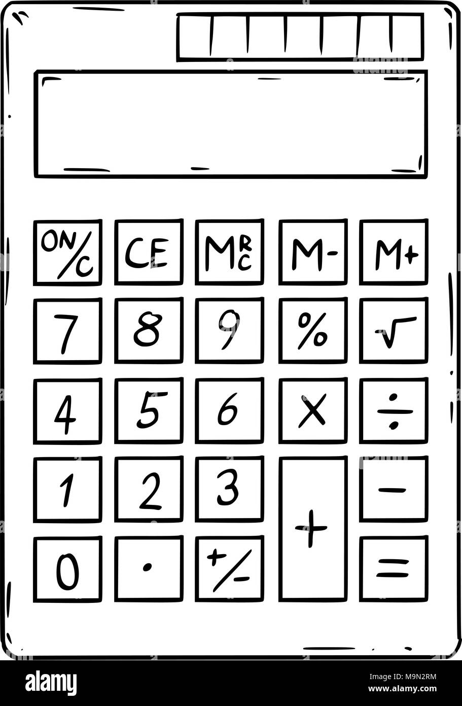 Cartoon of Electronic Calculator With Empty Display Stock Vector