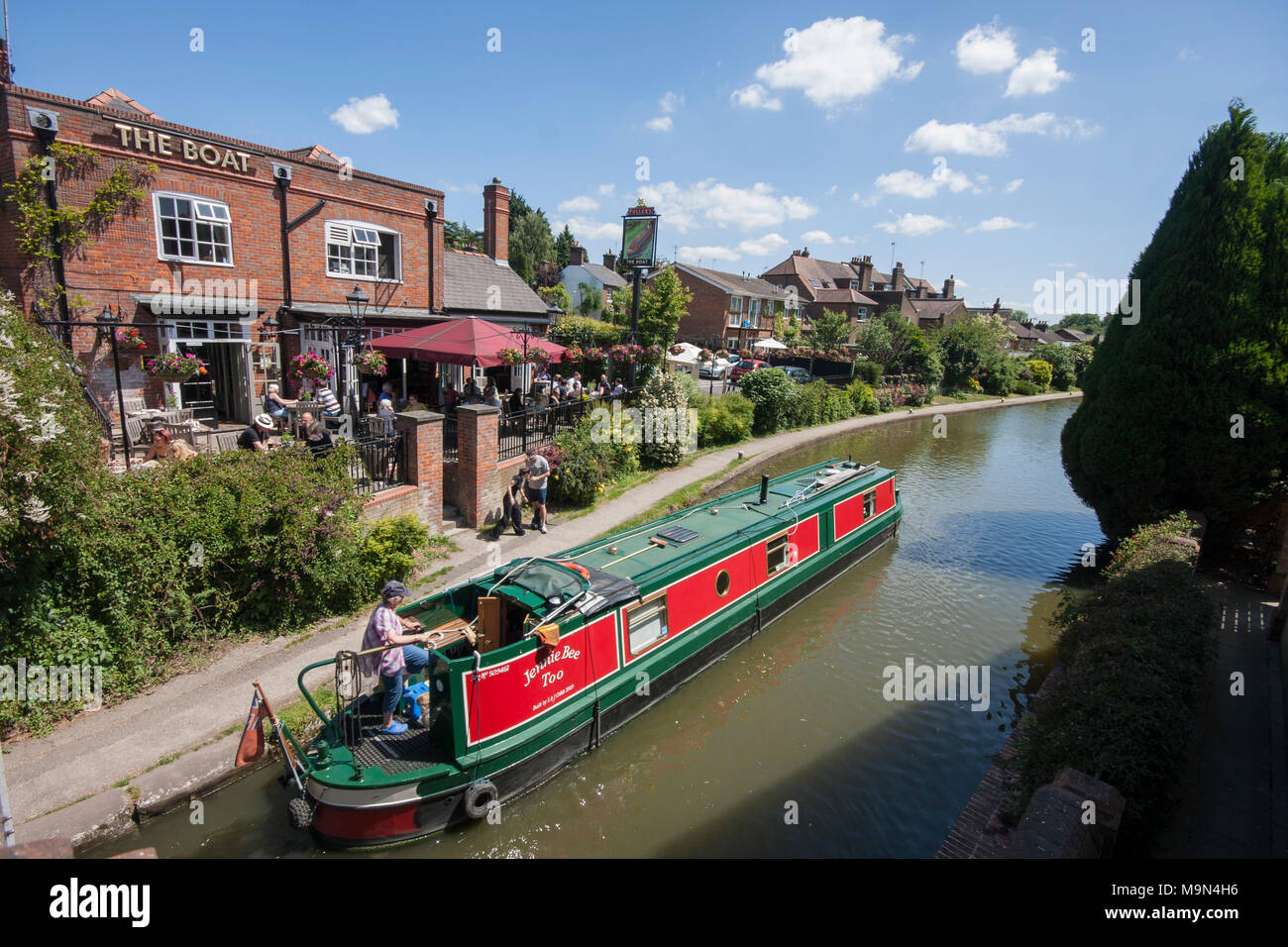 A canal boat on the Grand Union Canal in Berkhamsted Stock Photo