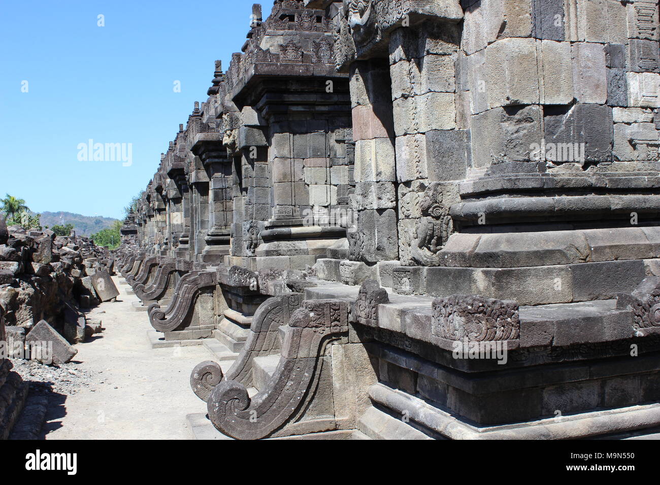 The scenery in the Plaosan Temple area, one of the Hindu-Buddhist temples in Indonesia, is located in Klaten district, Central Java province Stock Photo
