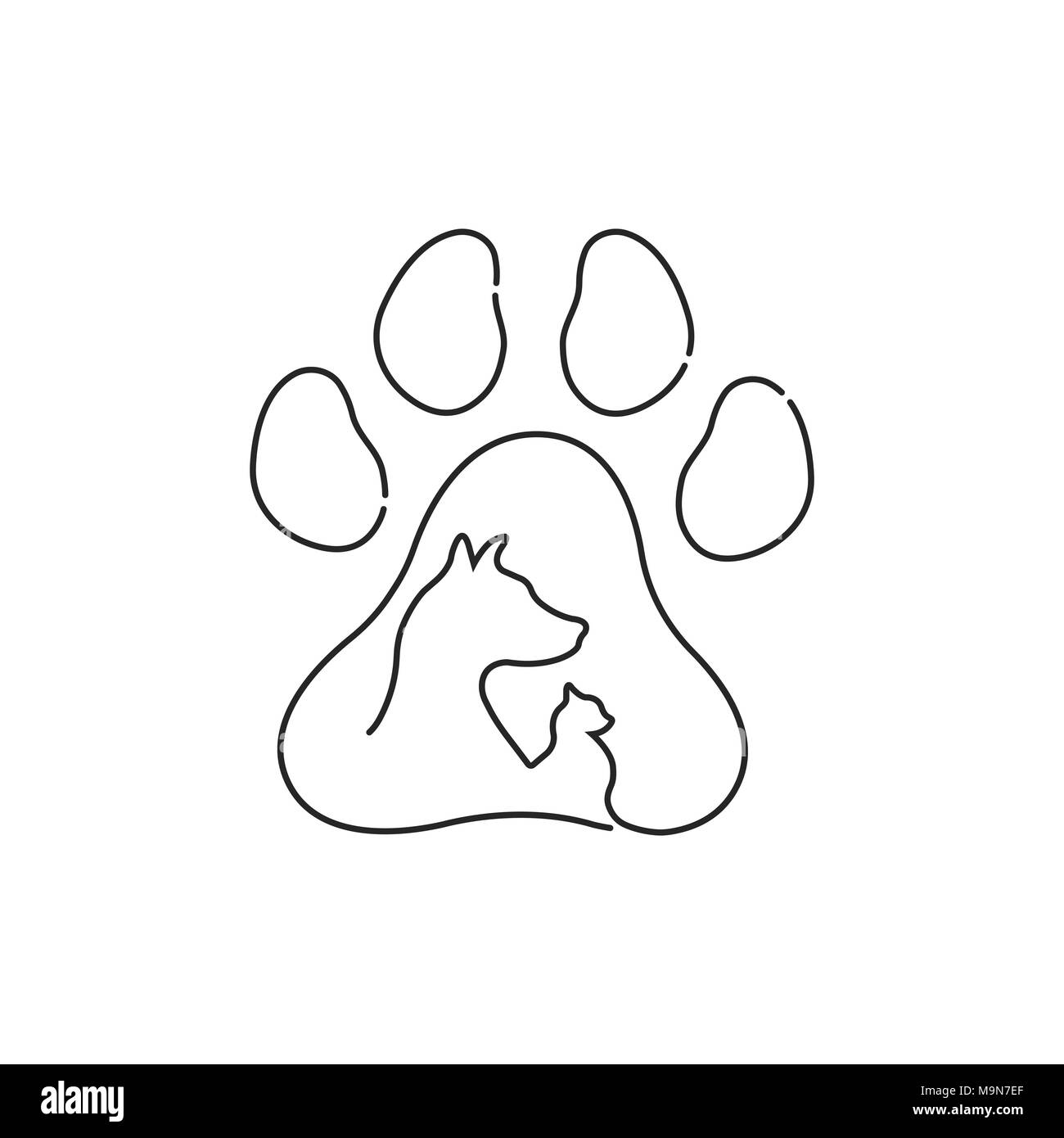 An icon of pets painted in ink on a white background Stock Vector
