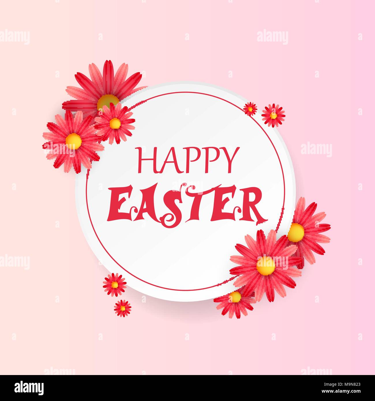 Banner Design Template With Floral Decoration For Happy Easter